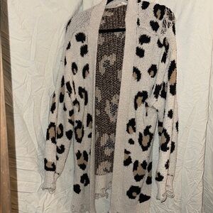 Leopard Print Open Front Cardigan